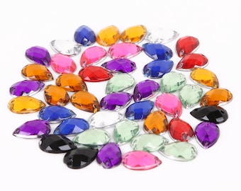 10 couleurs coudre sur fond plat Acrylique Teardrop Crystal Strass - 13mm - 100pcs