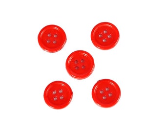 4 SIZES Red Plastic Round Buttons 8mm 11mm 15mm 20mm - Round Resin Four Hole Buttons - DIY Sewing Crafts Children's Handmade Buttons