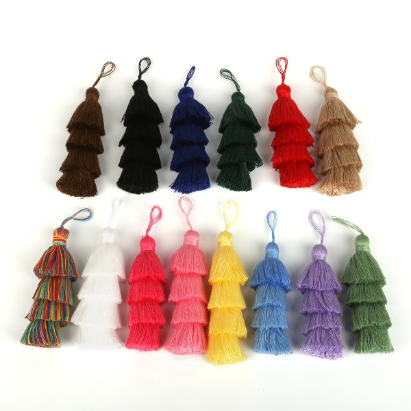 14 Colors of 8cm Four Layered Tassel Charms 1 Piece, Four Tier Tassels, Bohemian Tassels, Ombre Tassels, Tassel Earrings Multi Color