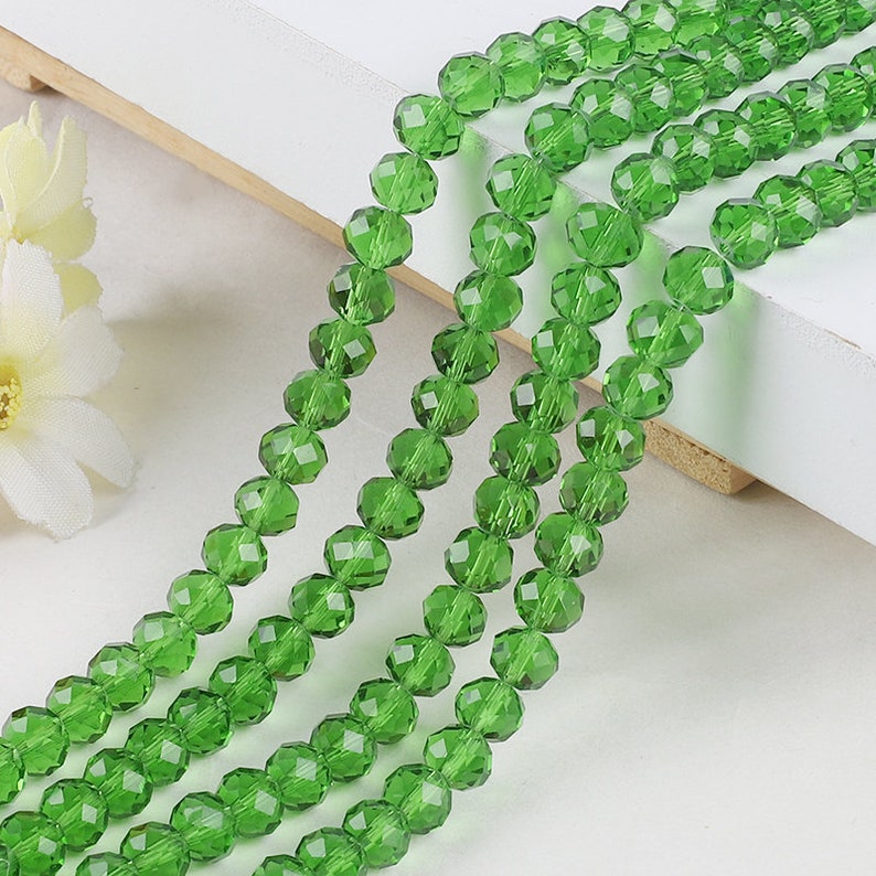 Extra Long Strand 8mm PEARL LIGHT Czech Glass Beads "PERIDOT" Extra Long Strand 8mm PEARL LIGHT Czech Glass Beads "PERIDOT"