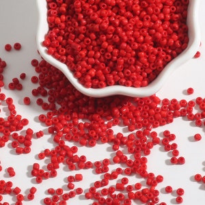 12/0 8/0 6/0 Perle di semi rosso opaco 2mm 3mm 4mm - Rocailles rosse - Perle di semi rossi