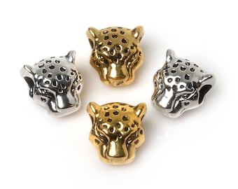 10PCS Gold or Silver Panther Charm Beads - Jaguar Charm Beads - Leopard Charm Beads - Gold Panther - Silver Panther