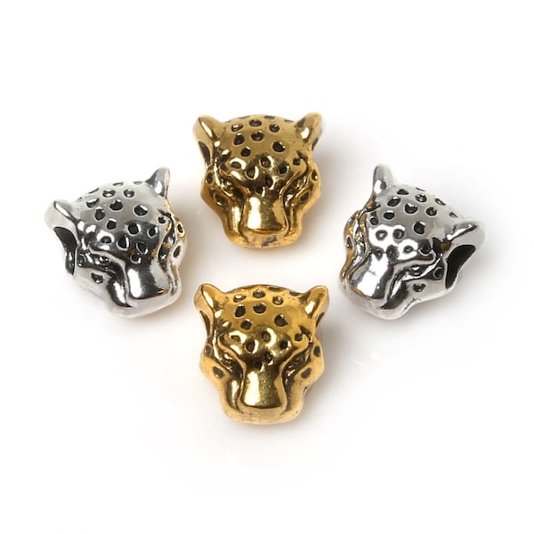 Perles de charme de panthère d’or ou d’argent 10PCS - Perles de charme jaguar - Perles de charme léopard - Panthère d’or - Panthère d’argent