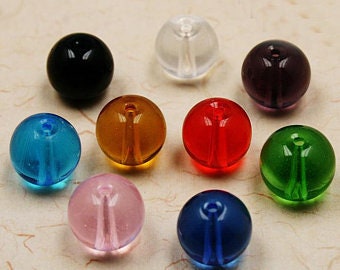 9 Colors Crystal Glass Beads Round Smooth, 4mm 6mm 8mm 10mm 12mm