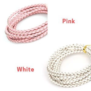 3/4/5mm Cuir tressé rond 10 couleurs Cordon en cuir tressé Bolo de haute qualité Bracelet Cordon en cuir image 4