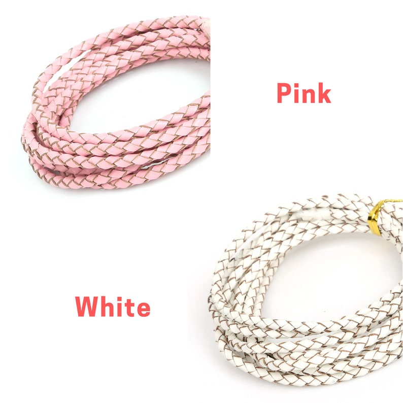 3/4/5mm Round Braided Leather 10 Colors High-Quality Bolo Braided Leather Cord Bracelet Leather Cord image 4