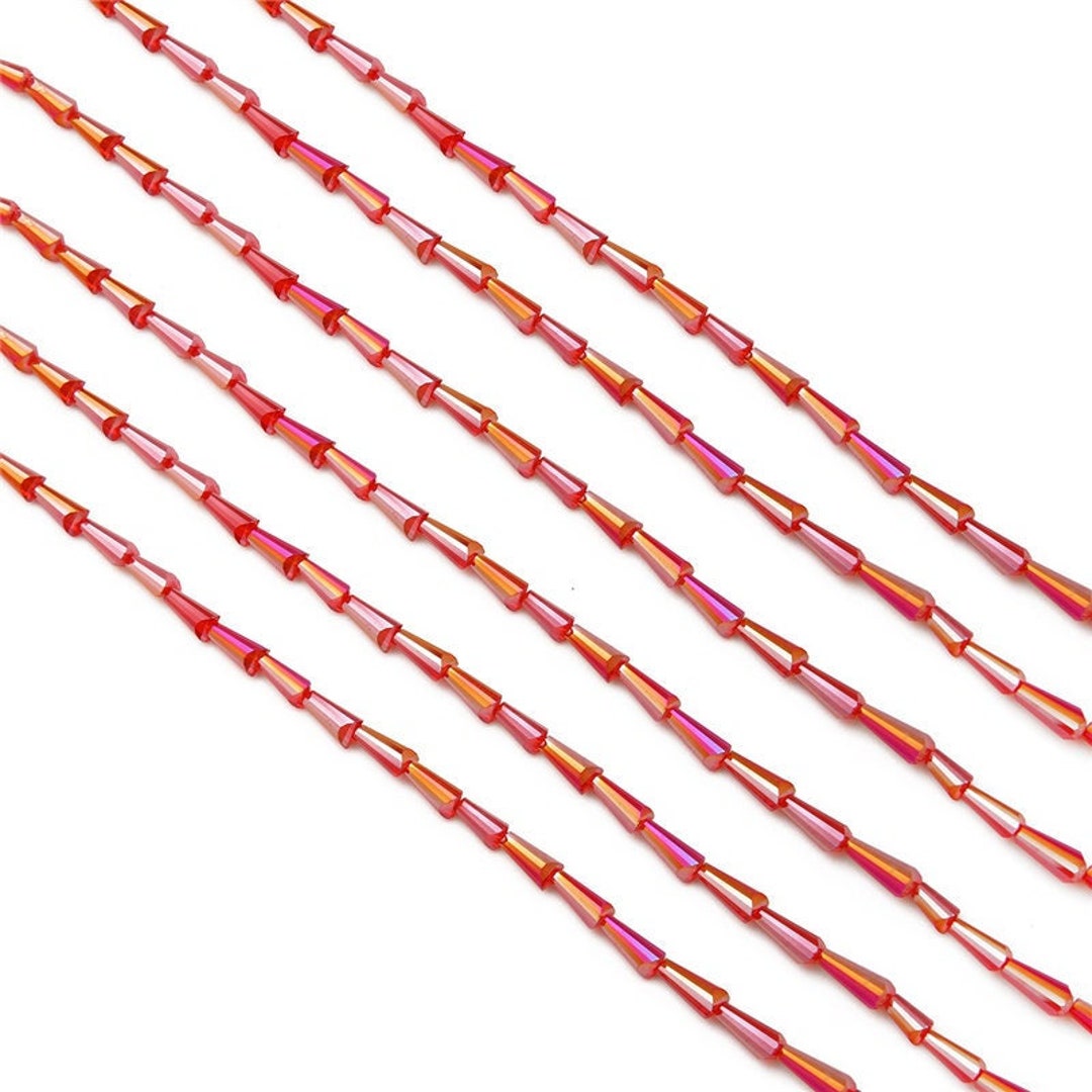 Red Cone Glass Beads Faceted 7mm 11mm 15mm Glass Spike Beads Clear Cone