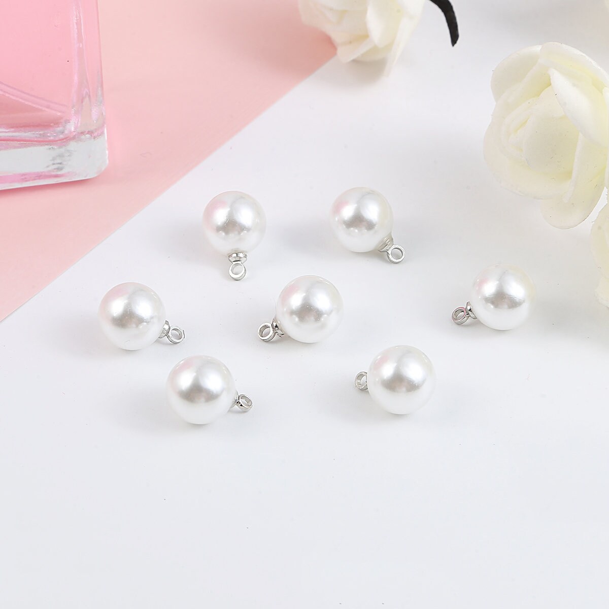 10PCS White Pearl Charms With Hoop Faux Pearl Jewelry Etsy