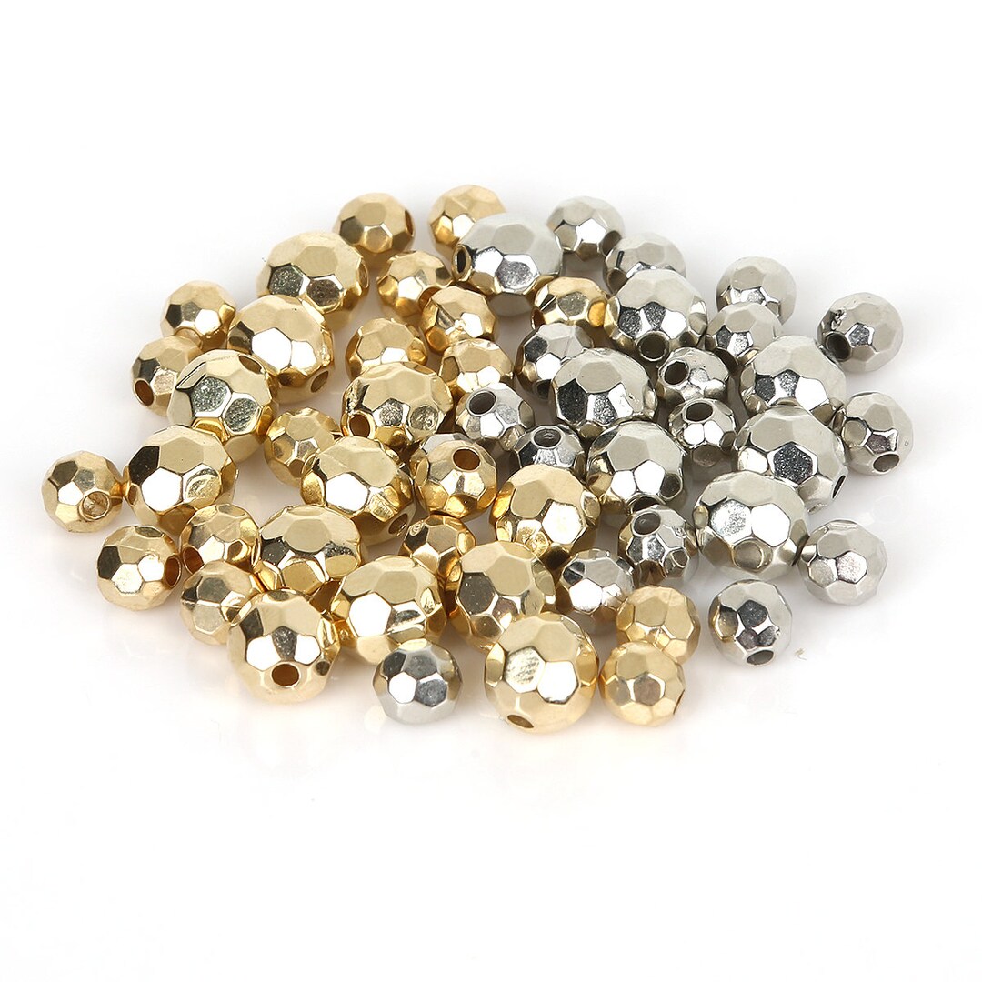 Faceted Gold Silver Ball Beads CCB Gold Silver Spacer Beads - Etsy