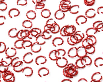 900 piezas Red Open Jump Rings Steel 0.8 * 6mm - Anillos abiertos - Red Jump Rings - Red Jewelry Findings
