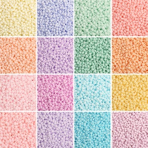 Perles de graines de couleur crème mate de 2 mm 3 mm 8/0 12/0 Perles de graines de haute qualité dans des couleurs crémeuses Perles de graines de couleur pastel Perles pastel Colorées image 1