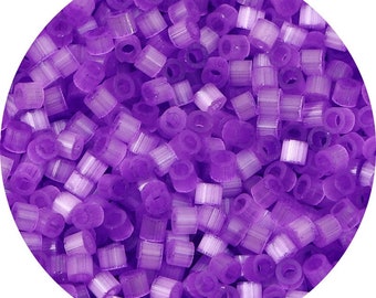 2.5mm Purple Cat Eye Tube Seed Beads - Candy Color Glass Tube Seed Beads - Cylinder Tube Shape Bead - Cat Eye - 1mm Hole Size - 740 Pieces