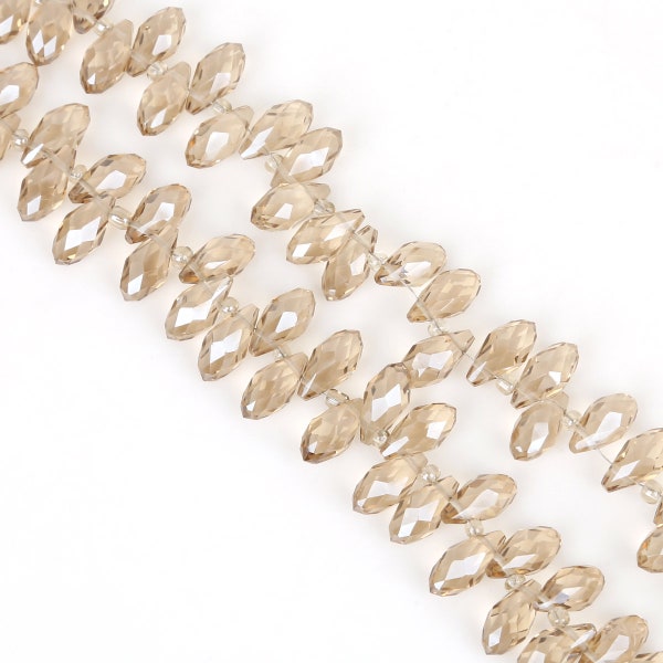 50pcs Champagne Crystal Teardrop Faceted Glass Beads - 6x12mm - Champagne Briolette