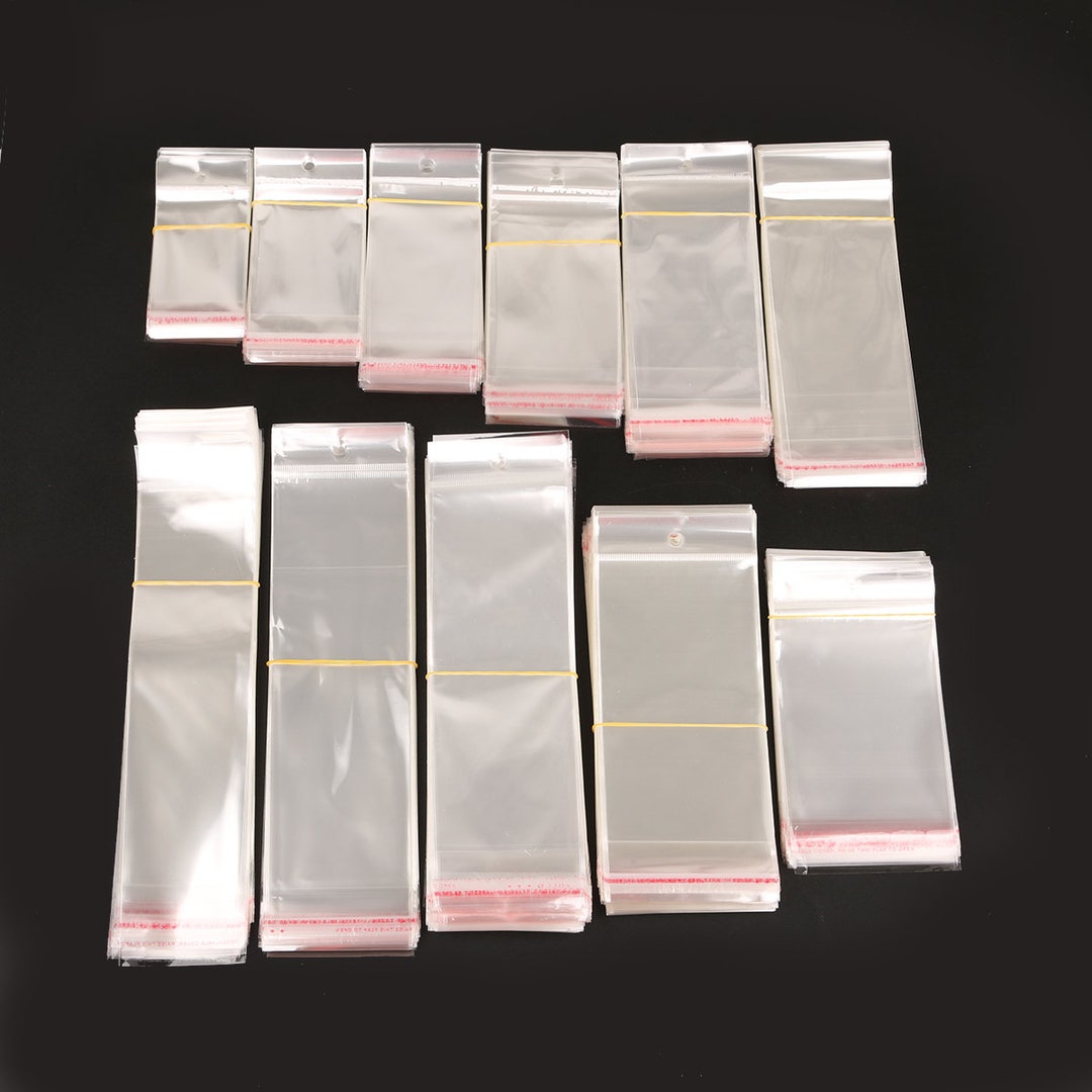 50x Clear Plastic Self Adhesive Seal Bag, 10cm X 6cm Cello Packaging  Transparent Plastic Bag Sleeves, Plastic Pouch Jewelry Bags F023 