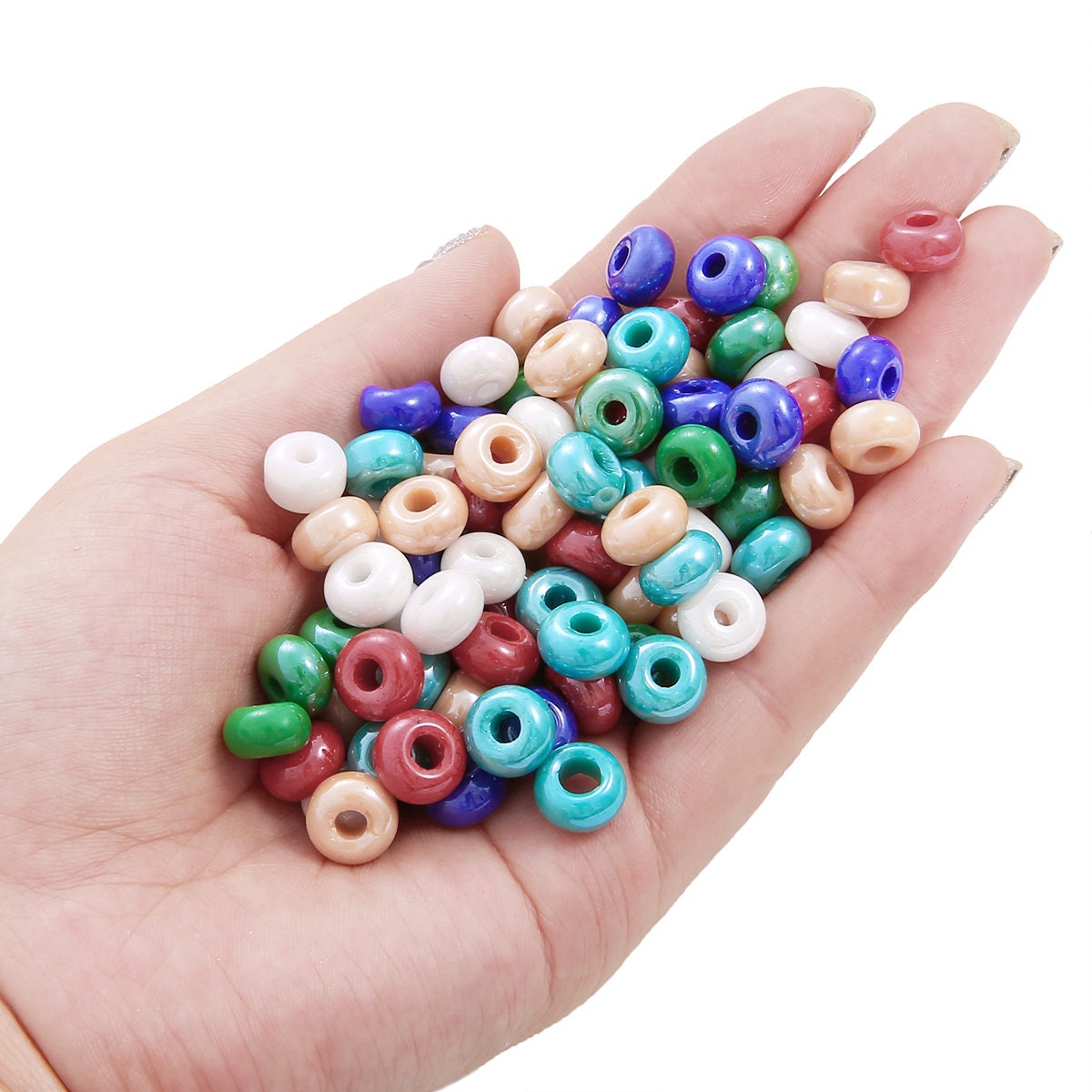 10x6mm Flat Round Glass Beads With Big Hole 2.5mm Hole Size 30 Pieces  Abacus Shape Beads Rondelle Seed Beads Donut Seed Beads 