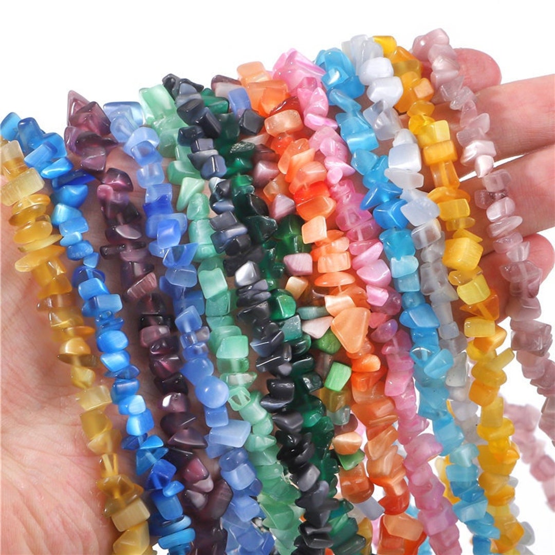 49mm Cat Eye Stone Chip Beads Cats Eye Chips 1mm Hole 80cm Strand Approx. 200 Pieces Cat Eye