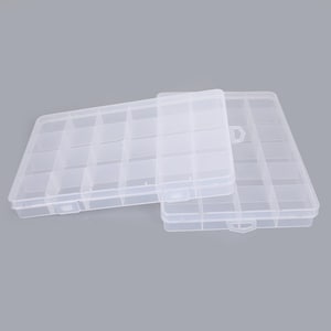 Caja de almacenamiento de joyería transparente ajustable con 24 rejillas, caja organizadora portátil de plástico con cuentas para pendientes y anillos, 19x13x3,6 cm