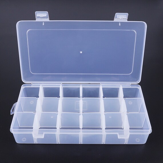 Deep 18 Grid Adjustable Clear Transparent Jewelry Storage Box Ring Earring  Beads Case Plastic Portable Organizer Box 23.5x12.5x4cm 