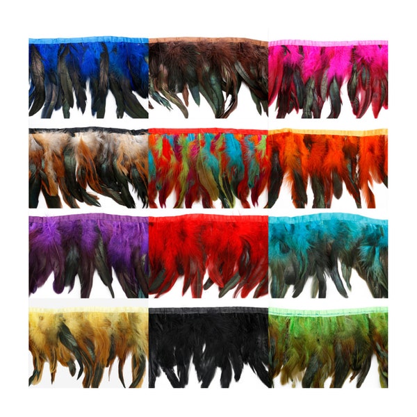 12 Colors Goose Two Tone Feather Fringe Trim | 15-20cm 1 Meter | Multi Color Elegant Trimming Feathers