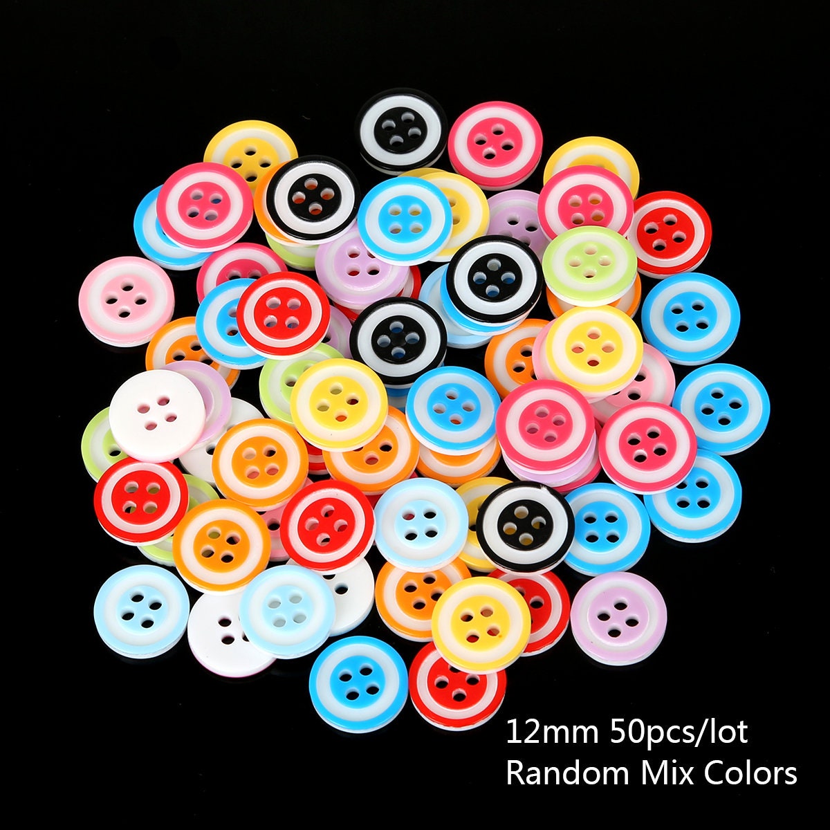 Bottoni Colorati Arcobaleno 12mm 2 Fori - 50 Pezzi In Resina Per Cucito Fai Da Te, Scrapbooking E Abbigliamento Bambino