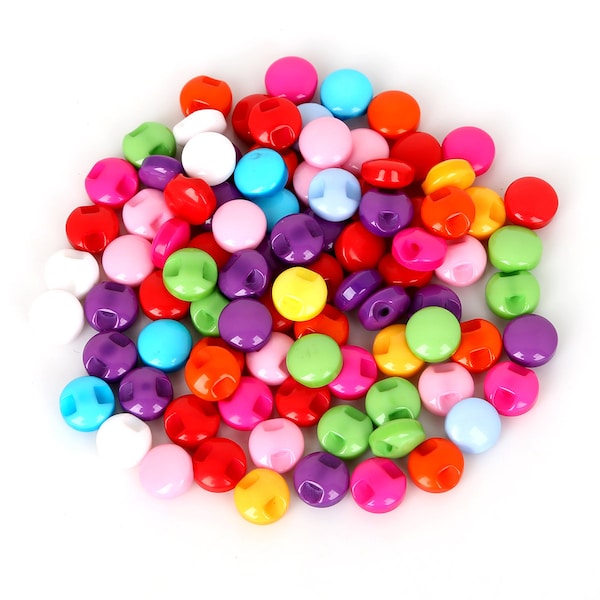 50 Assorted Flat Shank Buttons 9mm 13mm Mix Color, Cat's Eye Buttons, Childrens Baby Clothing Sewing Buttons
