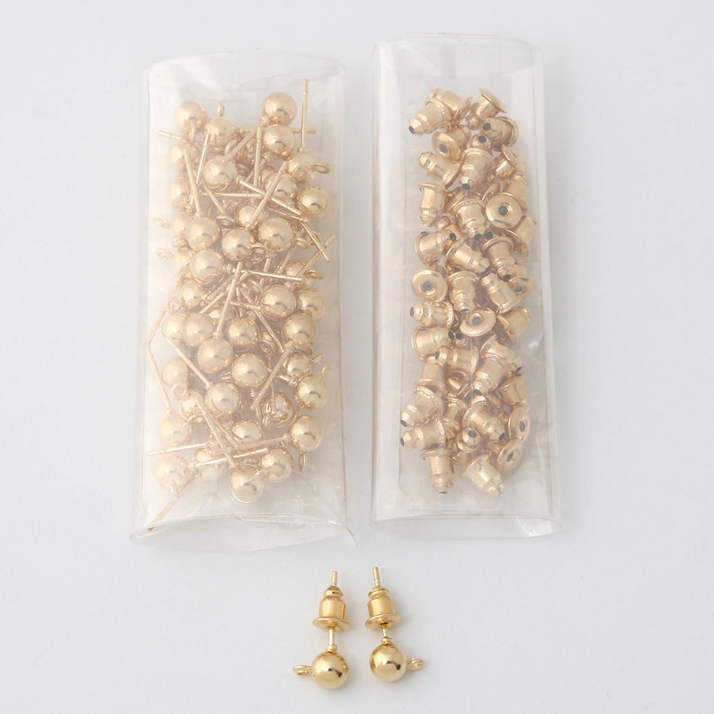 50 stuks Ball Earring Post Studs met lus, keuze uit 3 kleuren en maten, 14-15 mm afbeelding 6