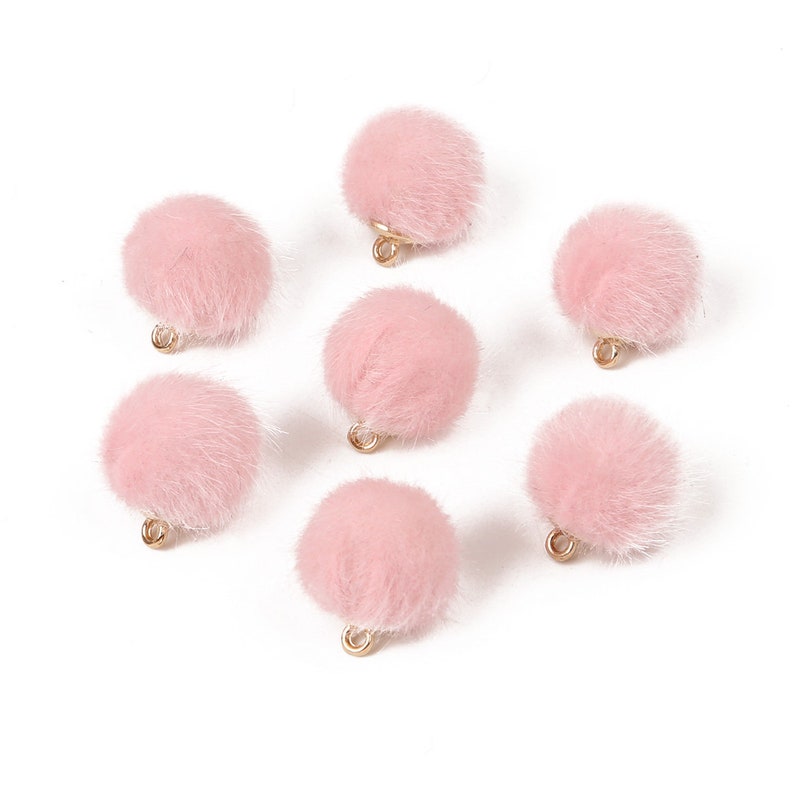 15MM Pink Pom Pom Charms, Earring Charms, Earring Findings, Fur 15MM Pink Pom Pom Charms, Earring Charms, Earring Findings, Fur