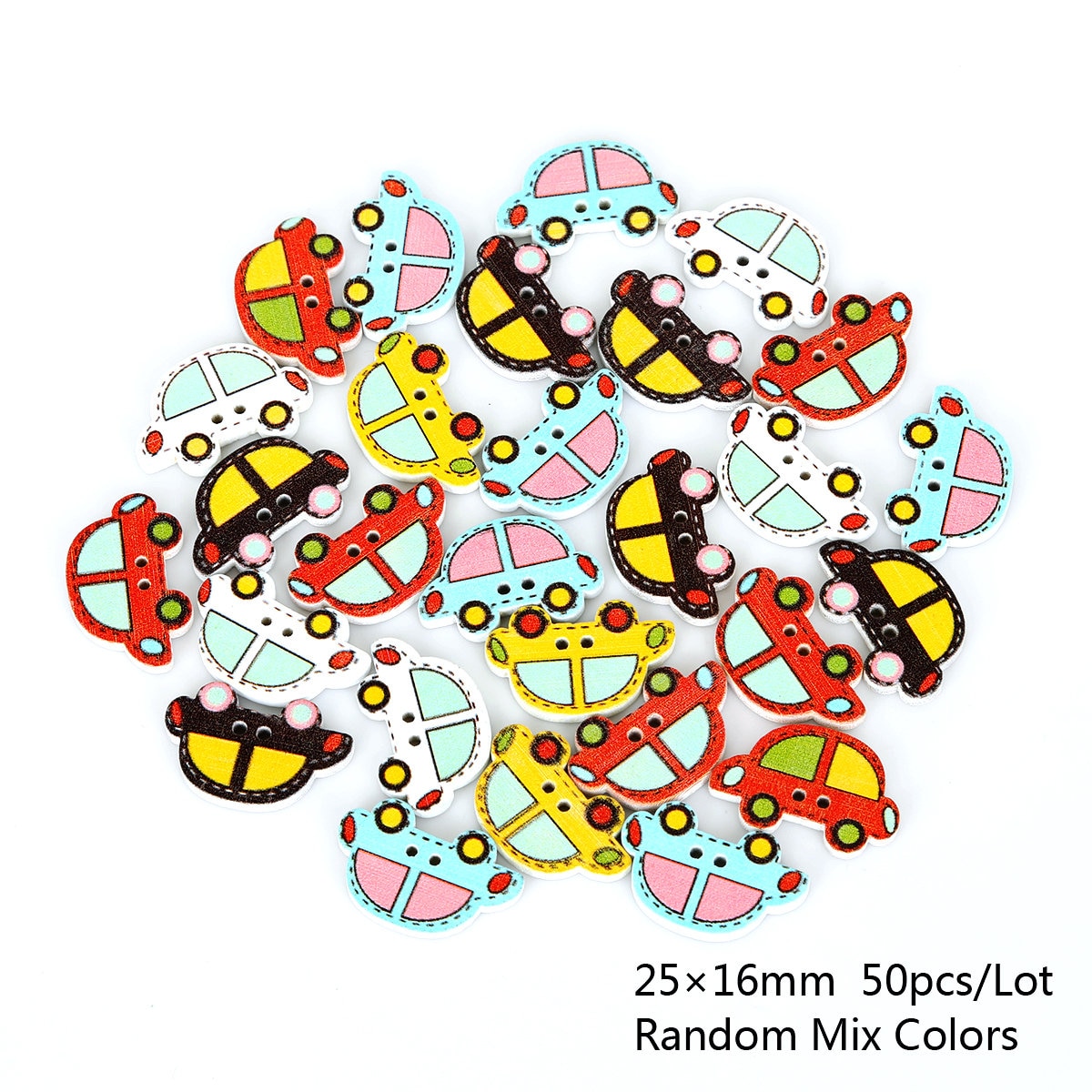 50pcs - Car Theme Wooden Buttons - Two Hole Mix Car Buttons - Car ...