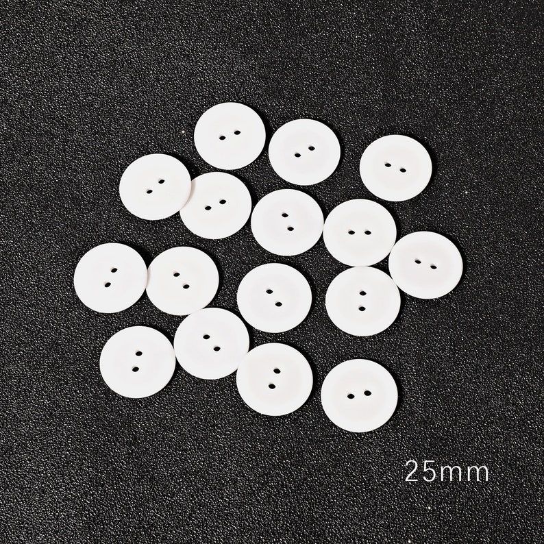 Round Plastic Buttons 8 SIZES White Two Hole Buttons 9mm 10mm 11.5mm 15mm 18mm 20mm 23mm 25mm White Sewing Buttons