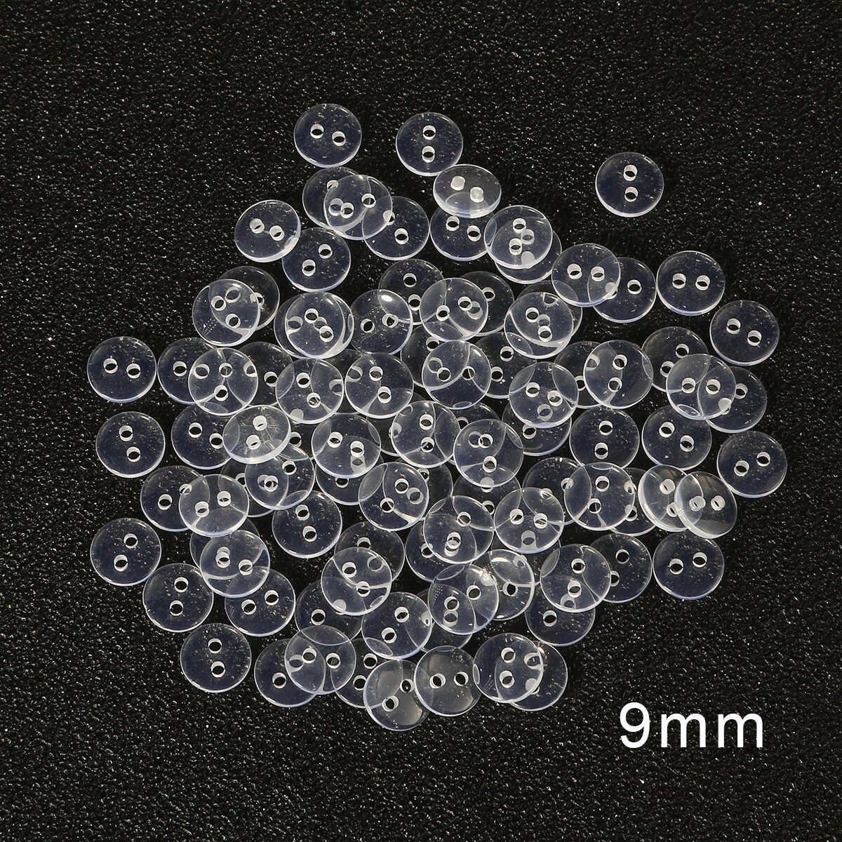 9 SIZES Clear Transparent Two Hole Buttons, Round Plastic Buttons ...