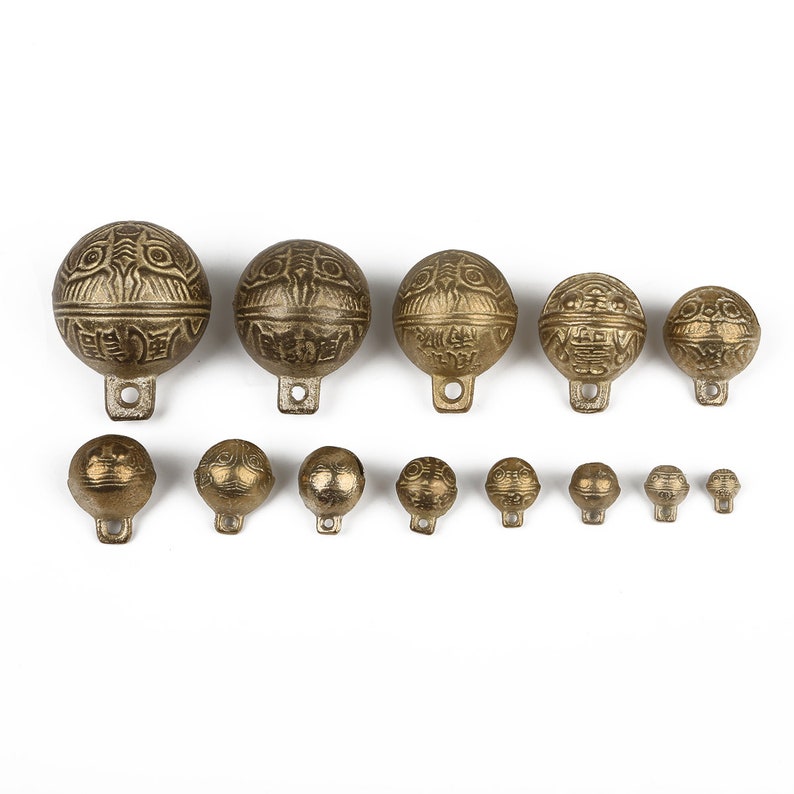 6 tailles en laiton Tiger Bell Jingle Bell Pet Bell Cloche en bronze antique image 2