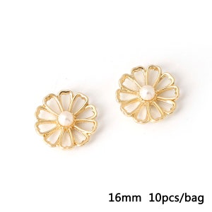 10 Gold Flower Charms 4 Styles, Floral Charm, Gold Charms, Earring Charms image 5