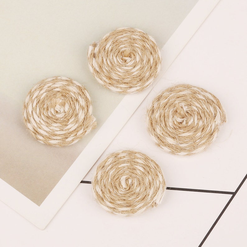 Coin Shaped Rattan Pendant Wooden Straw Earring 28mm 10 pcs Brown Rattan Earring Charms