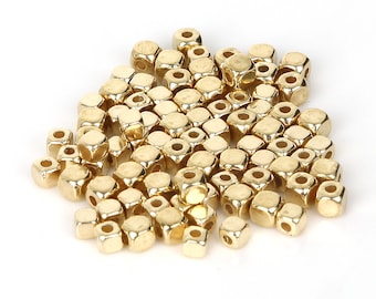 Perline distanziale quadrate placcate in oro da 3 mm, perline distanziale in oro, perline d'oro