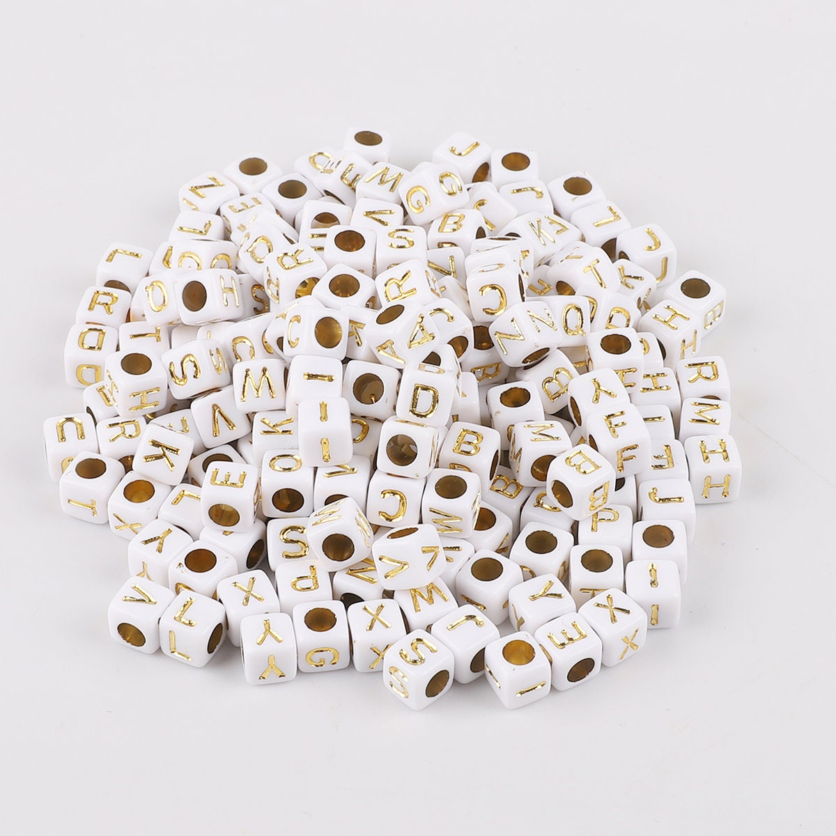 Plastic White Alphabet Beads, Mixed, (Horizontal) 7mm Cube, 500 beads -  Bead Bee