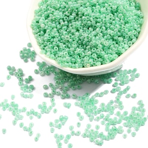 12/O 8/O Perle di semi di Ceylon verde 2mm 3mm - Rocailles di Ceylon verde - Perle di semi pastello verdi