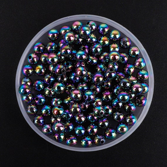 FASHEWELRY 90Pcs Acrylic Laser Beads - 8mm Reflective Round Beads For Jewelry Making, Bracelets, DIY Crafts - View #6