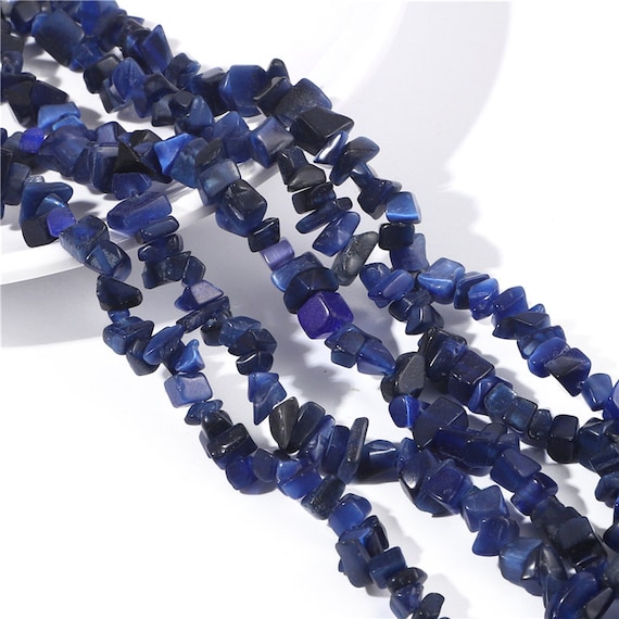 4-9mm Blue Cat Eye Stone Chip Beads Blue Chip Beads Blue Stone