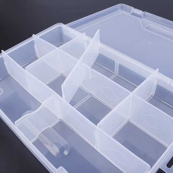 Big 10 Grid Adjustable Clear Transparent Jewelry Storage Box Ring Earring  Beads Case Plastic Portable Organizer Box 29.5x20x6cm 