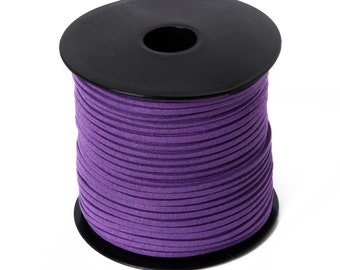 Purple Korean Faux Flat Suede Cord - 100 Yards 2.8mm - Flat Velvet Leather Cord - Bracelet Necklace Rope Making Craft Cord Wire
