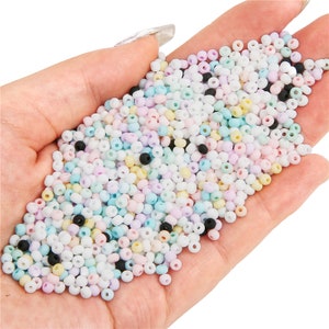 Perles de graines de couleur crème mate de 2 mm 3 mm 8/0 12/0 Perles de graines de haute qualité dans des couleurs crémeuses Perles de graines de couleur pastel Perles pastel Colorées image 5