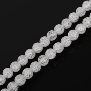 Clear White Gemstone Round Crackle Cracked Crystal Stone Strand Beads 4mm 6mm 8mm 10mm 12mm For DIY Beading Jewelry Making image 4
