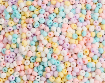 2mm 3mm Rainbow Mix Matte Cream Color Seed Beads 8/0 12/0 - High Quality Seed Beads in Creamy Rainbow - Pastel Rainbow Seed Beads