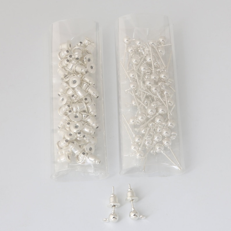 50 stuks Ball Earring Post Studs met lus, keuze uit 3 kleuren en maten, 14-15 mm afbeelding 8