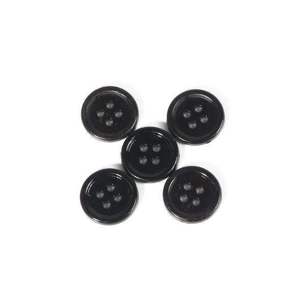 4 TAGLIE Bottoni rotondi in plastica nera 8mm 11mm 15mm 20mm - Bottoni rotondi in resina a quattro fori - Artigianato da cucito fai-da-te Bottoni fatti a mano per bambini