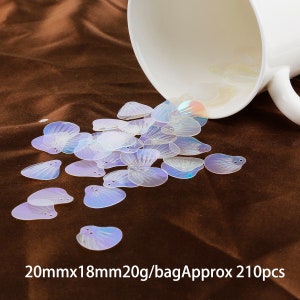 Iridescent Clear Shell Sequins 20mm - Iridescent Shell Paillettes - Craft sequins - Shell sequins - Sequin art -210 pieces