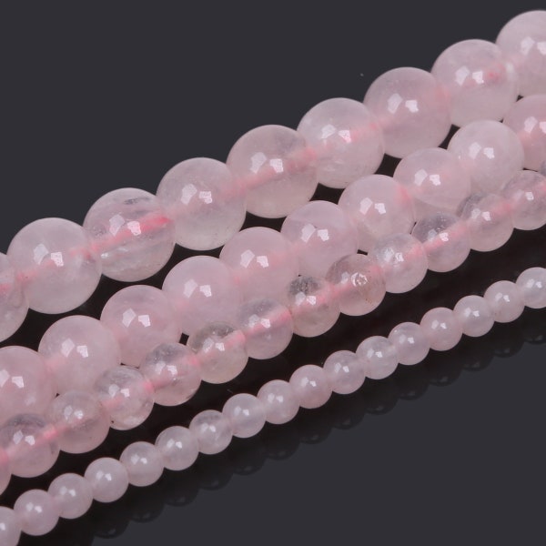 Rose Quartz Beads Natural Gemstone, Pale Pink Natural Stone Bead 4mm 6mm 8mm 10mm