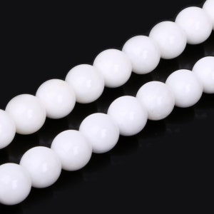 Shiny White Onyx Bead, Brazil White Onyx, 6mm 8mm 10mm, Shiny Smooth Round, AA Grade, 15.5" Strand