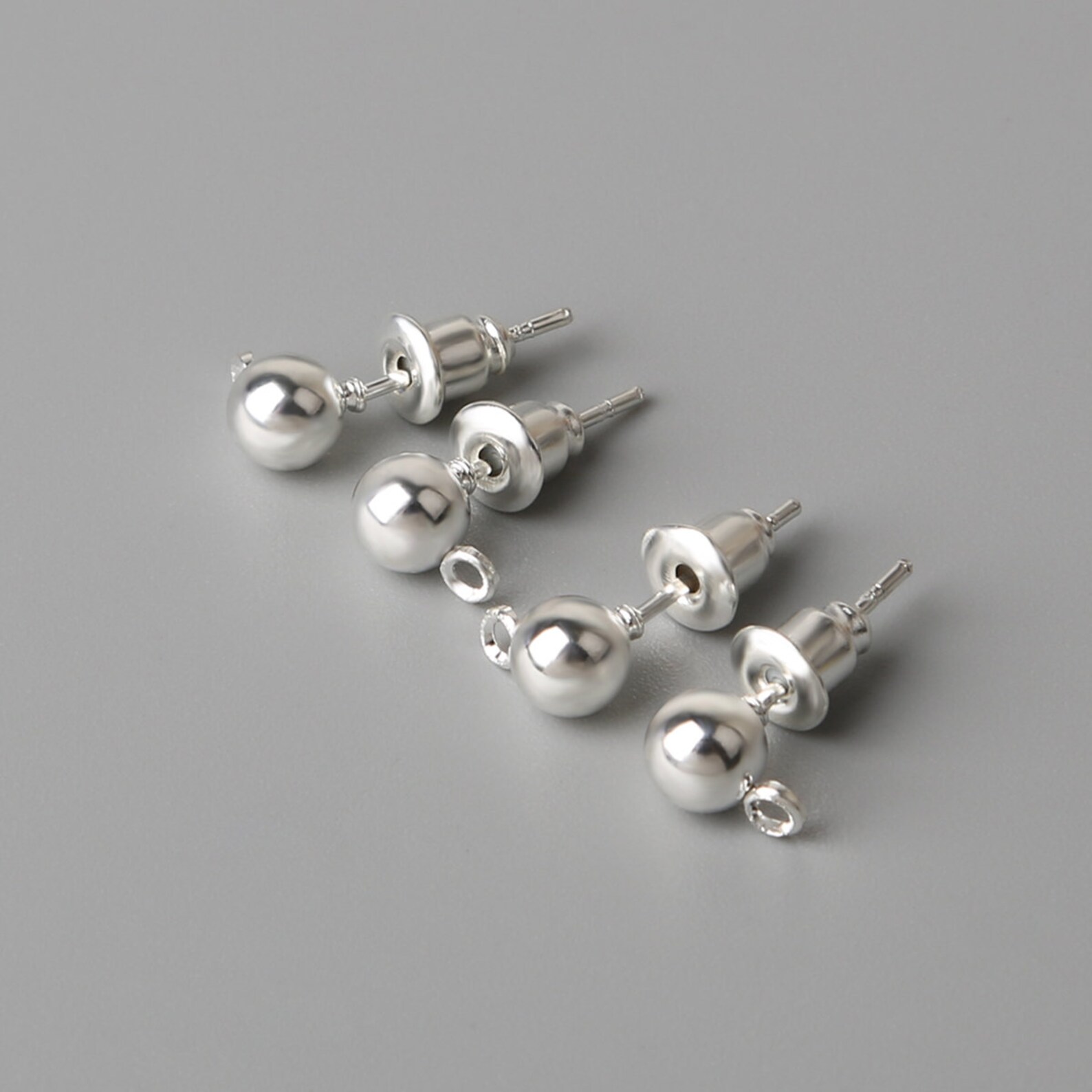 50 pcs Ball Earring Post Studs with Loop Choose from 3 Colors Etsy