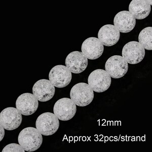 Clear White Gemstone Round Crackle Cracked Crystal Stone Strand Beads 4mm 6mm 8mm 10mm 12mm For DIY Beading Jewelry Making image 10